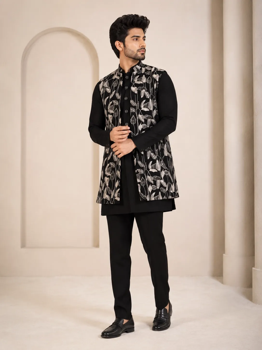Midnight Bloom Embroidered Kurta Set