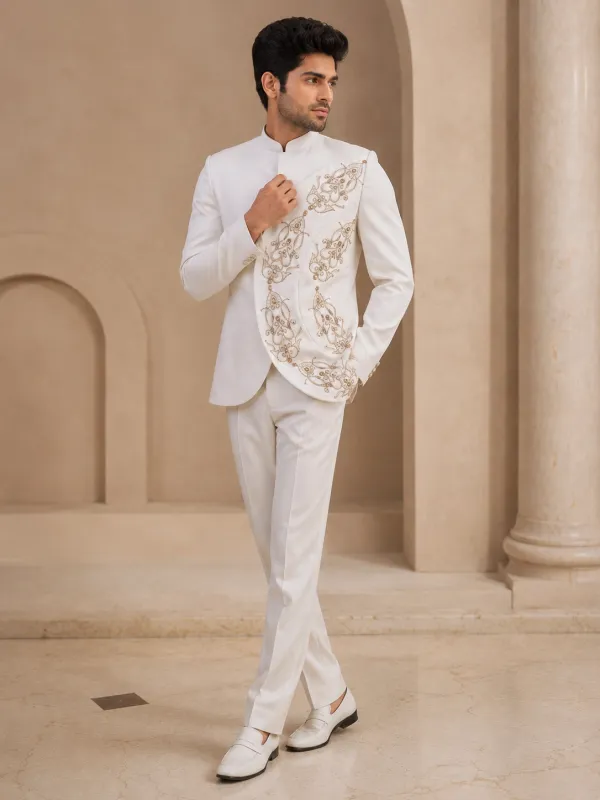 White Premium Jodhpuri Suit for Men | Wedding & Reception Wear