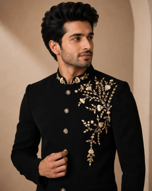 Black Designer Bandhgala Suit for Men | Premium Ethnic Wear