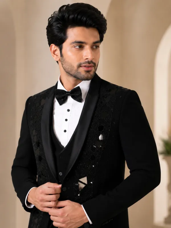 Black Premium Men's Tuxedo Suit | Wedding, Reception & Party Wear